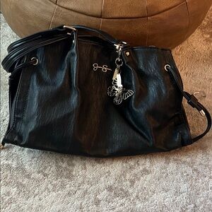 Jessica Simpson Vegan Black Leather Shoulder Bag